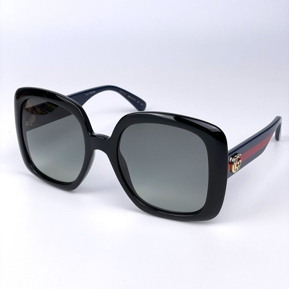 NEW Gucci GG0713S 001 Black Gray Oversized Gradient Women Sunglasses